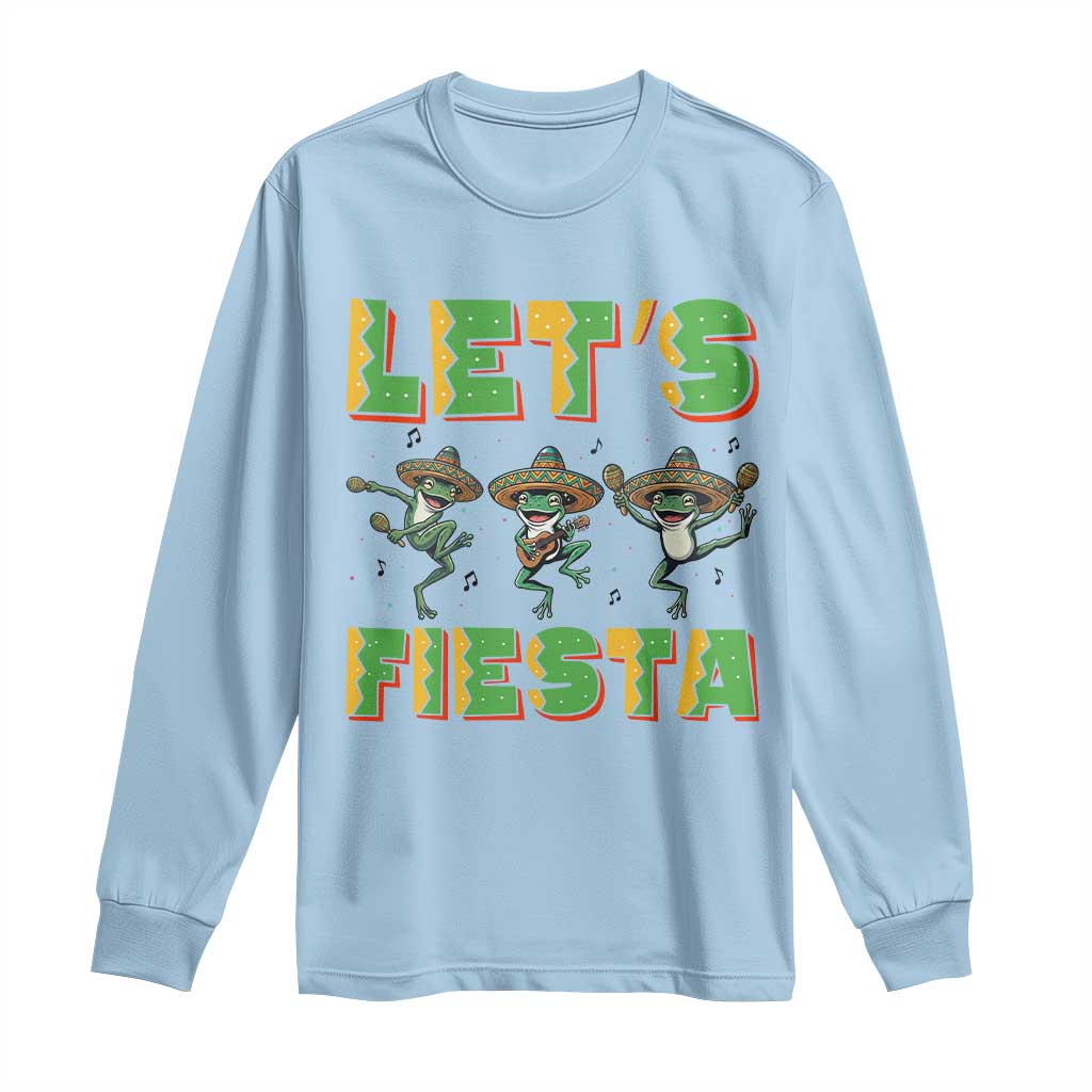 Funny Mariachi Frog Guitar Fiesta Long Sleeve Shirt Cinco De Mayo Gift TS12 Light Blue Print Your Wear