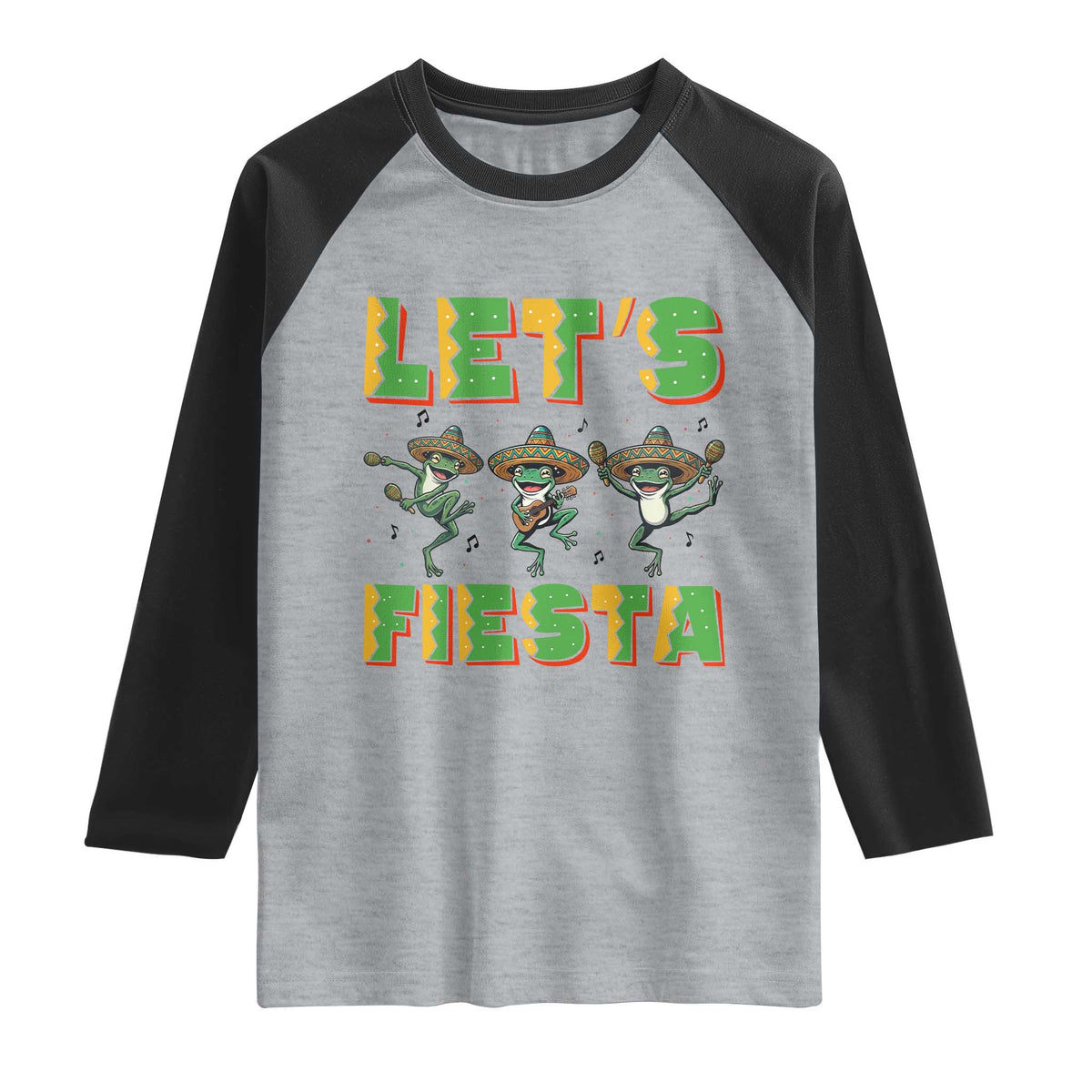 Funny Mariachi Frog Guitar Fiesta Raglan Shirt Cinco De Mayo Gift TS12 Heather Gray Black Print Your Wear