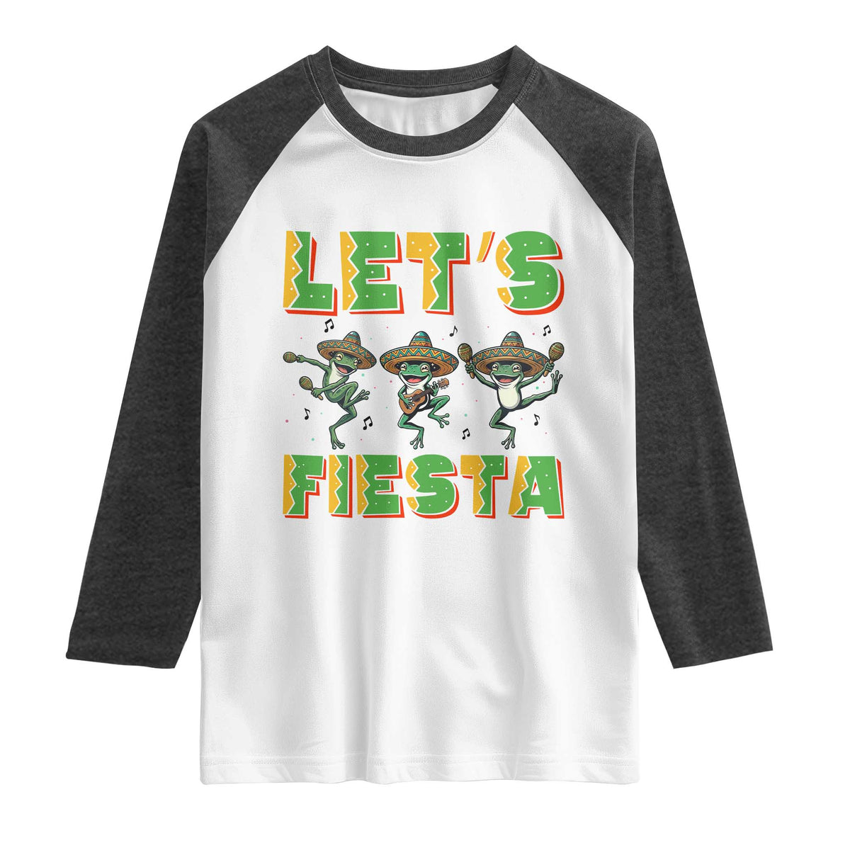 Funny Mariachi Frog Guitar Fiesta Raglan Shirt Cinco De Mayo Gift TS12 White Heather Charcoal Print Your Wear