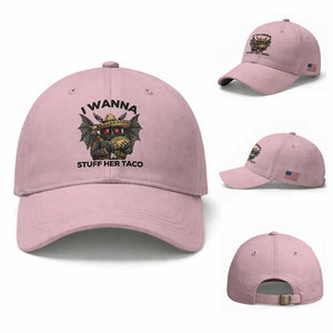 Funny Cinco De Mayo Mothman Baseball Cap I Wanna Stuff Her Taco TS12 Baseball Cap Universal Fit Light Pink Print Your Wear