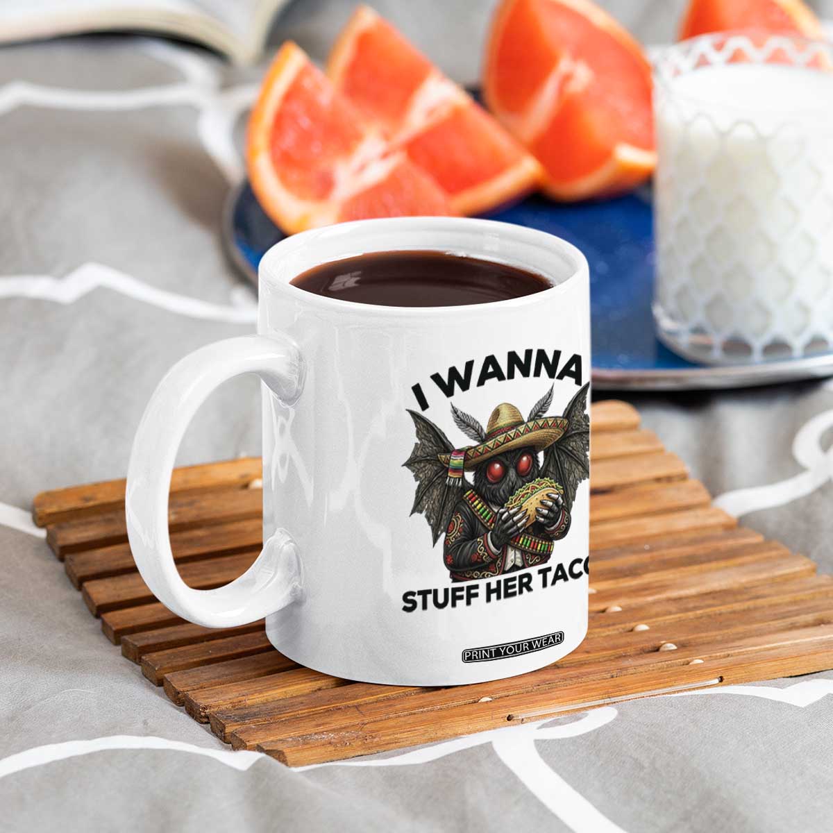 Funny Cinco De Mayo Mothman Coffee Mug I Wanna Stuff Her Taco TS12 Print Your Wear