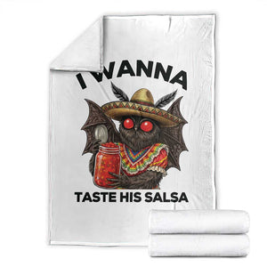 Funny Cinco De Mayo Mothman Throw Blanket I Wanna Taste His Salsa TS12 White Print Your Wear