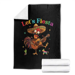 Lets Fiesta Cinco de May Throw Blanket Funny Chicken Playing Guitar TS12 White Print Your Wear