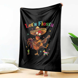 Lets Fiesta Cinco de May Throw Blanket Funny Chicken Playing Guitar TS12 Print Your Wear