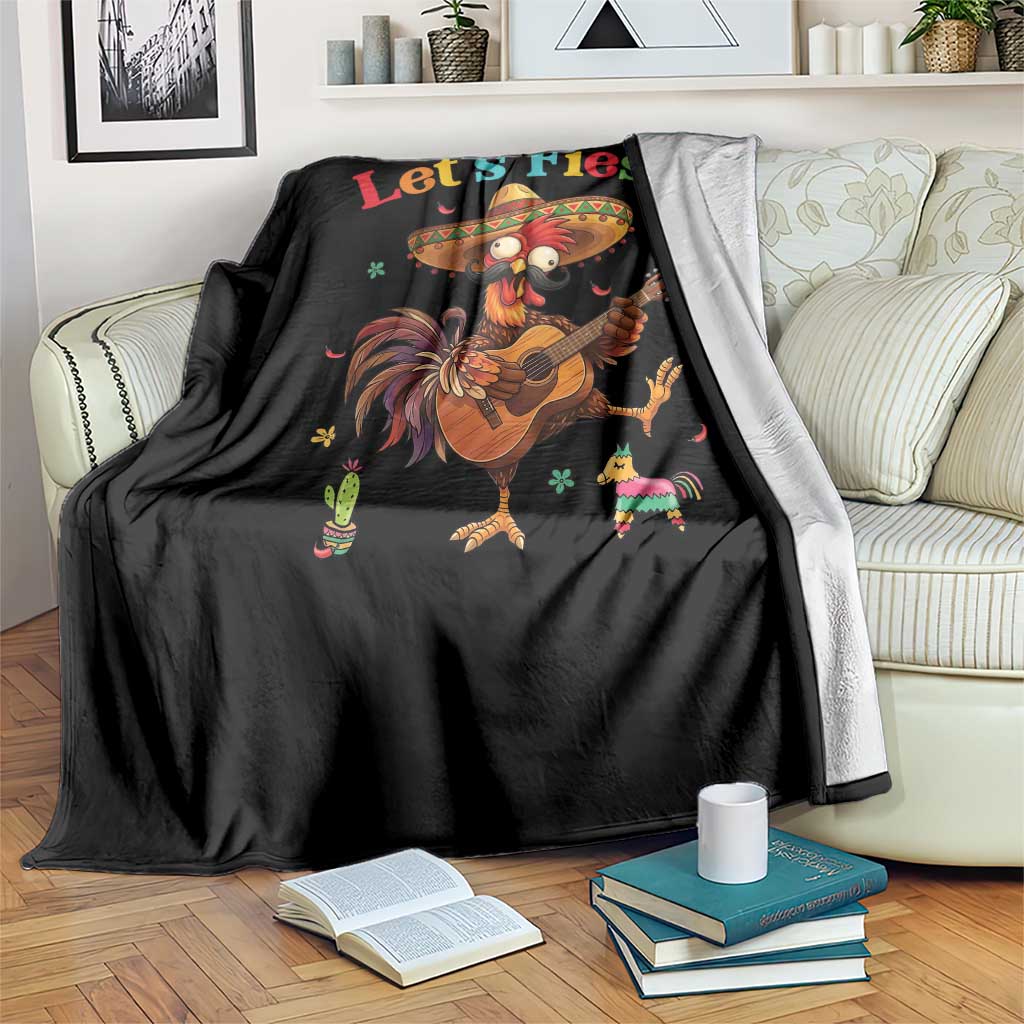 Lets Fiesta Cinco de May Throw Blanket Funny Chicken Playing Guitar TS12 Print Your Wear