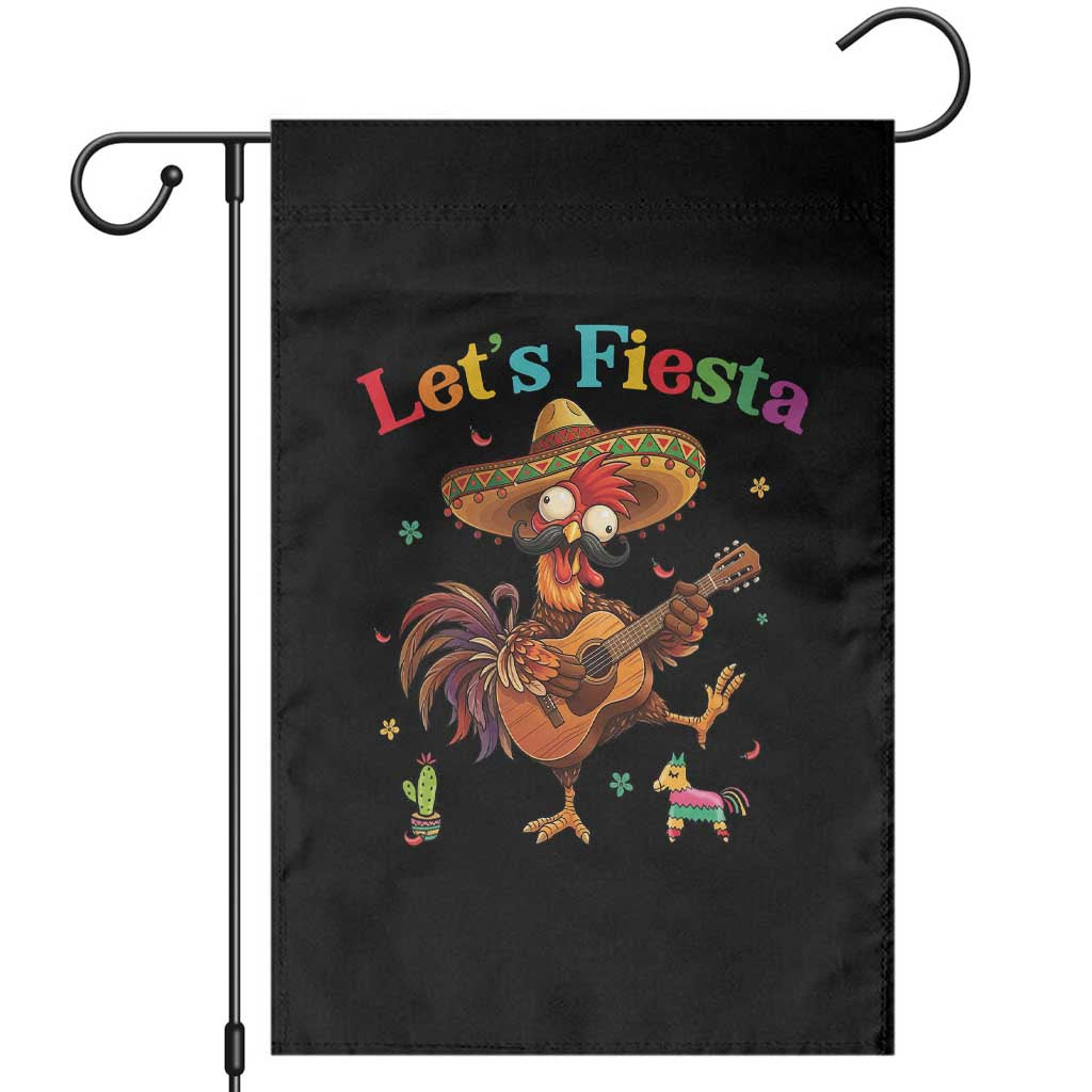 Lets Fiesta Cinco de May Garden Flag Funny Chicken Playing Guitar TS12 White Print Your Wear
