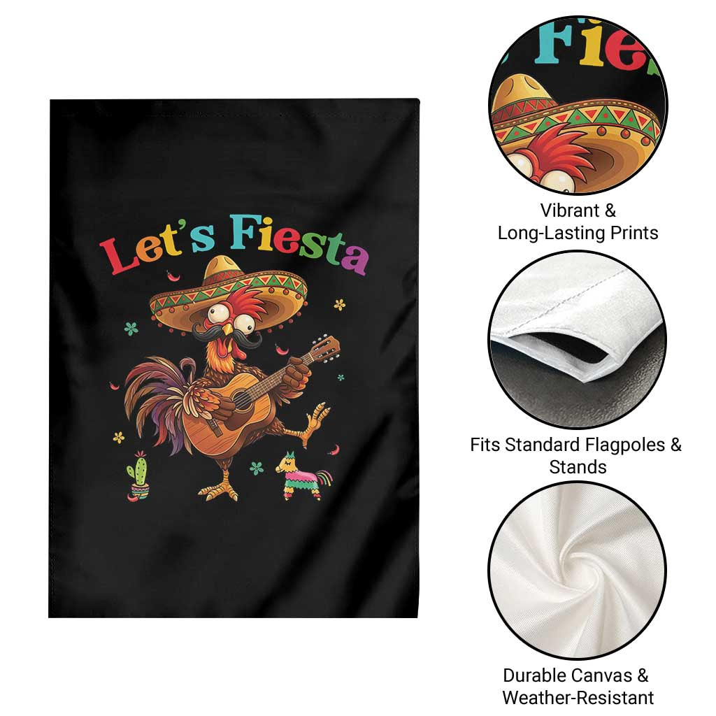 Lets Fiesta Cinco de May Garden Flag Funny Chicken Playing Guitar TS12 Print Your Wear