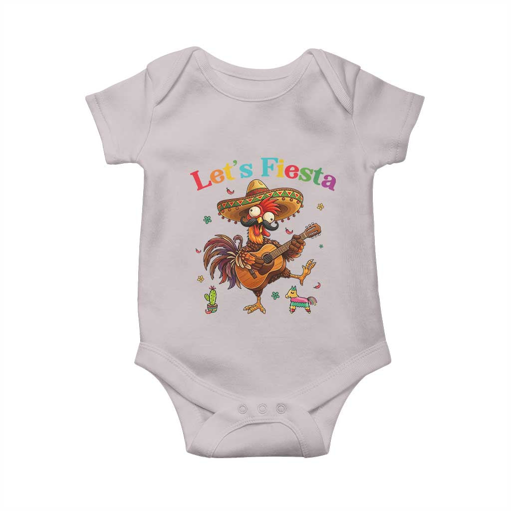 Lets Fiesta Cinco de May Baby Onesie Funny Chicken Playing Guitar TS12 Ice Gray Print Your Wear