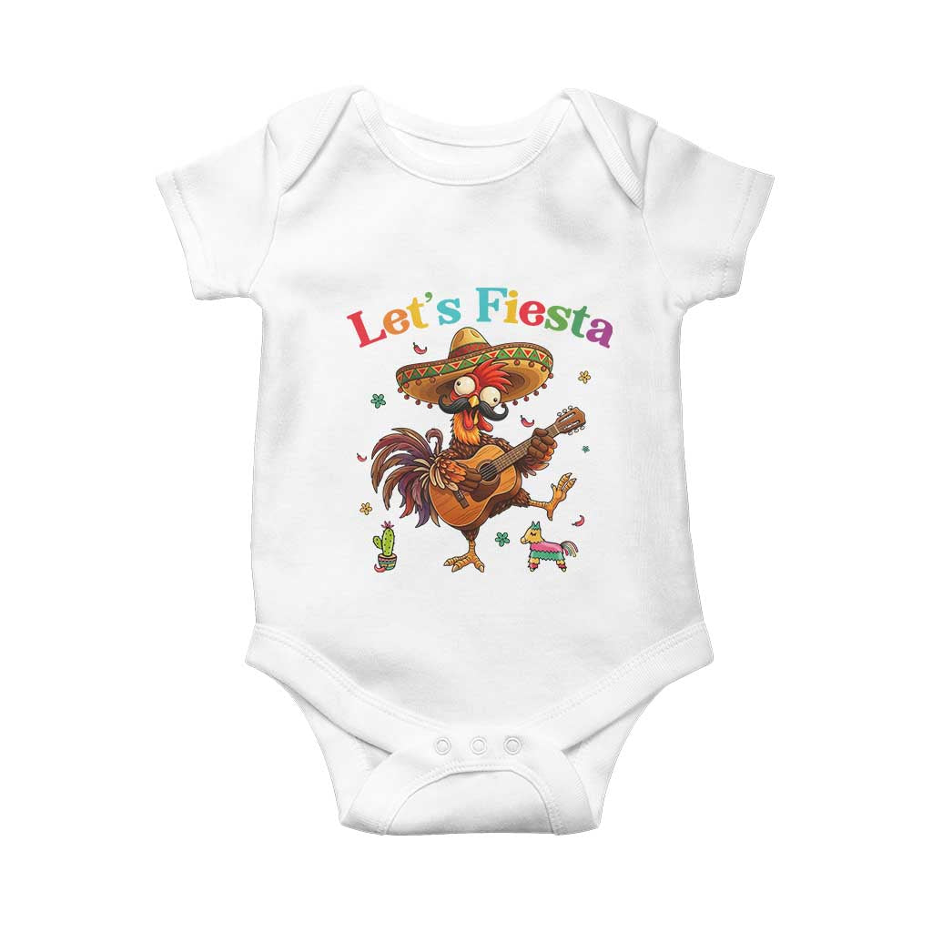Lets Fiesta Cinco de May Baby Onesie Funny Chicken Playing Guitar TS12 White Print Your Wear