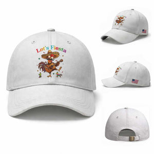 Lets Fiesta Cinco de May Baseball Cap Funny Chicken Playing Guitar TS12 Baseball Cap Universal Fit White Print Your Wear