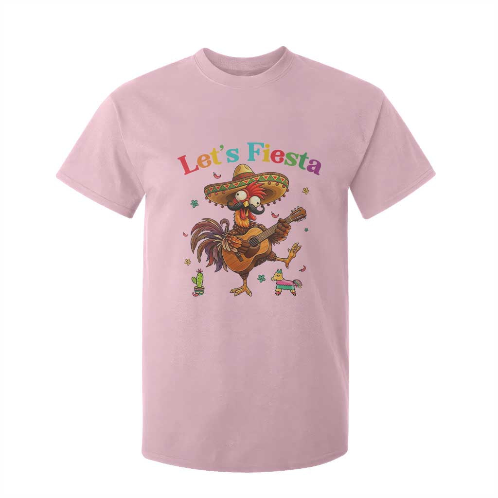 Lets Fiesta Cinco de May T Shirt For Kid Funny Chicken Playing Guitar TS12 Light Pink Print Your Wear