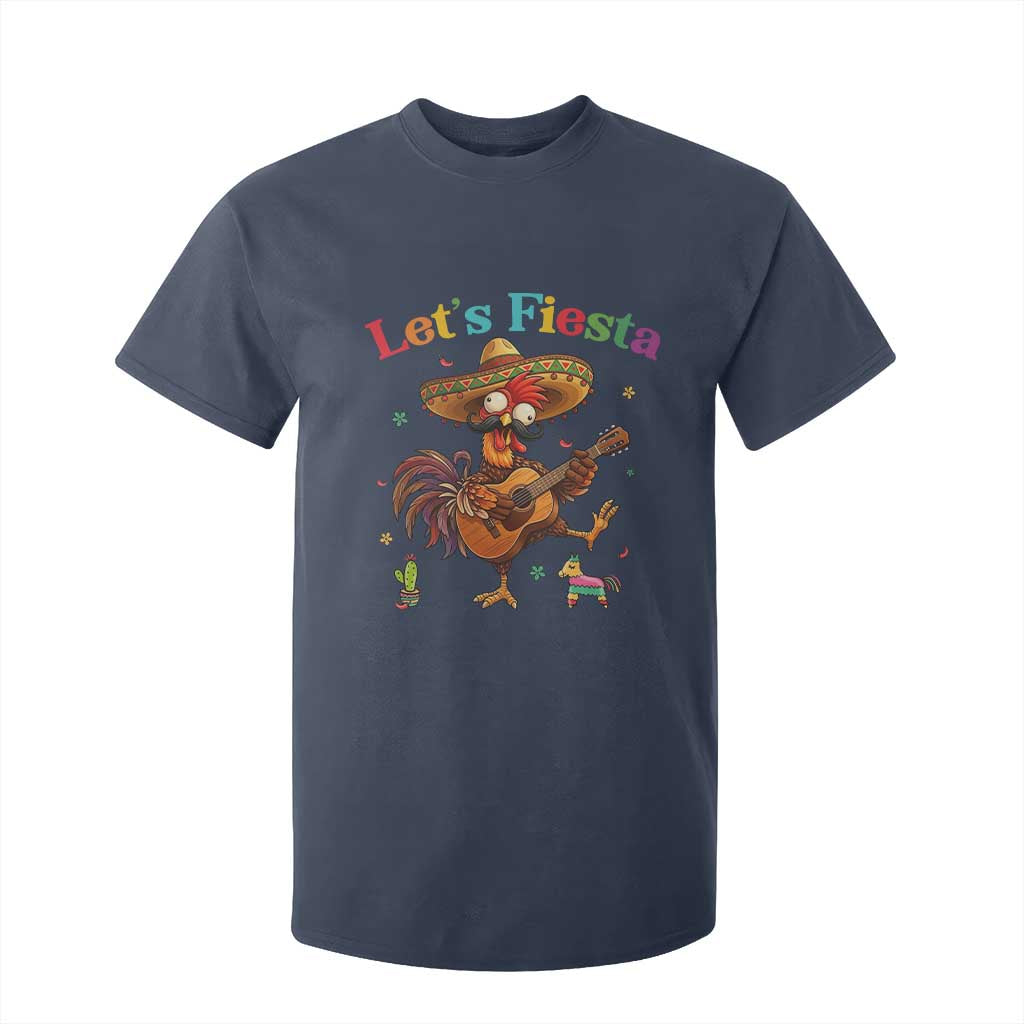 Lets Fiesta Cinco de May T Shirt For Kid Funny Chicken Playing Guitar TS12 Navy Print Your Wear