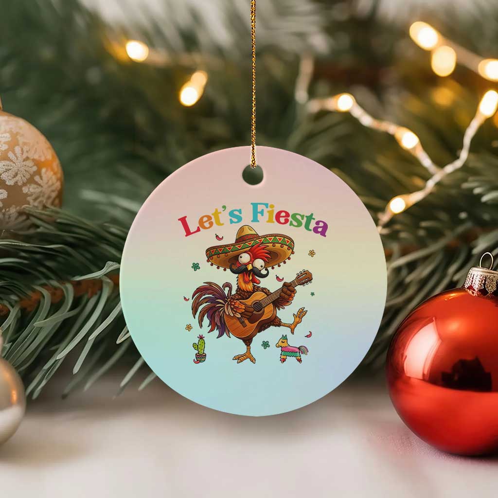 Lets Fiesta Cinco de May Ceramic Ornament Funny Chicken Playing Guitar TS12 1pc Pastel Print Your Wear