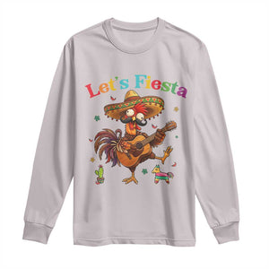 Lets Fiesta Cinco de May Long Sleeve Shirt Funny Chicken Playing Guitar TS12 Ice Gray Print Your Wear