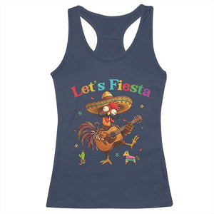 Lets Fiesta Cinco de May Racerback Tank Top Funny Chicken Playing Guitar TS12 Navy Print Your Wear