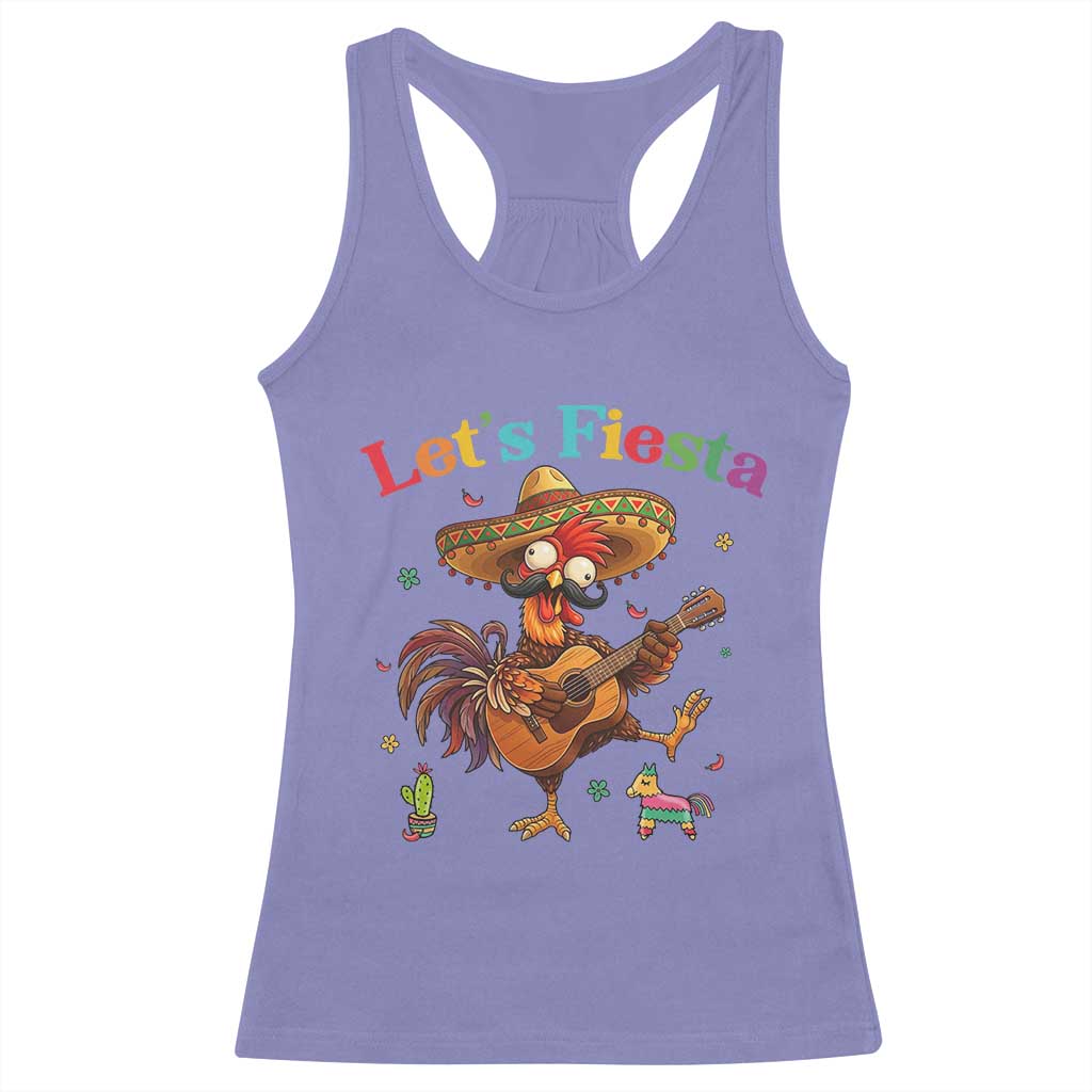 Lets Fiesta Cinco de May Racerback Tank Top Funny Chicken Playing Guitar TS12 Violet Print Your Wear