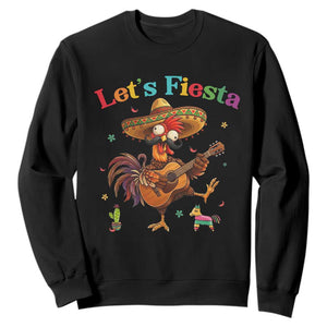 Lets Fiesta Cinco de May Sweatshirt Funny Chicken Playing Guitar TS12 Black Print Your Wear