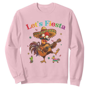 Lets Fiesta Cinco de May Sweatshirt Funny Chicken Playing Guitar TS12 Light Pink Print Your Wear
