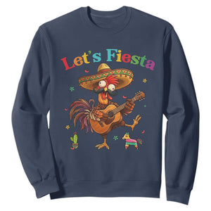 Lets Fiesta Cinco de May Sweatshirt Funny Chicken Playing Guitar TS12 Navy Print Your Wear