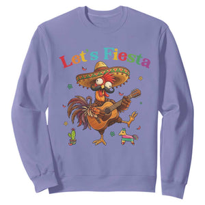 Lets Fiesta Cinco de May Sweatshirt Funny Chicken Playing Guitar TS12 Violet Print Your Wear