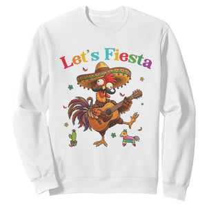 Lets Fiesta Cinco de May Sweatshirt Funny Chicken Playing Guitar TS12 White Print Your Wear