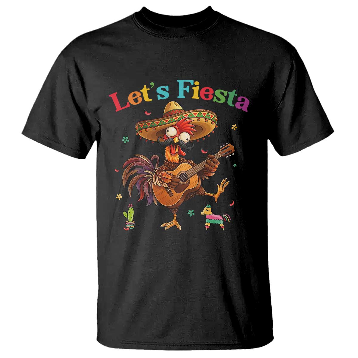 Lets Fiesta Cinco de May T Shirt Funny Chicken Playing Guitar TS12 Black Print Your Wear