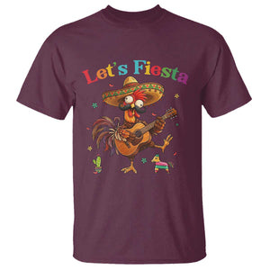 Lets Fiesta Cinco de May T Shirt Funny Chicken Playing Guitar TS12 Maroon Print Your Wear