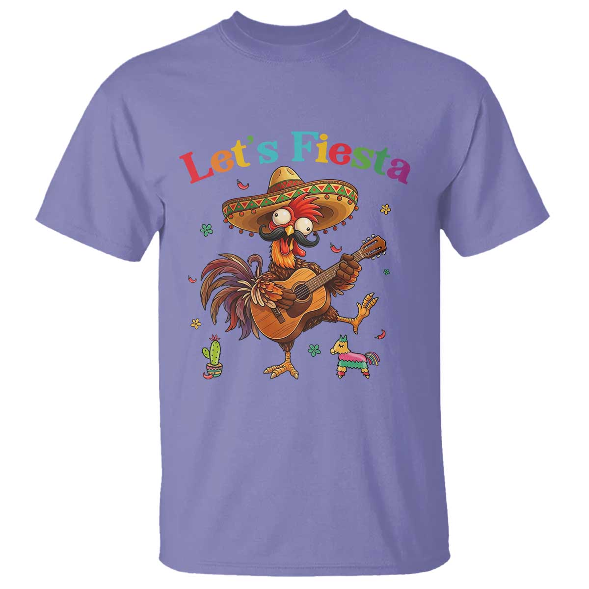 Lets Fiesta Cinco de May T Shirt Funny Chicken Playing Guitar TS12 Violet Print Your Wear