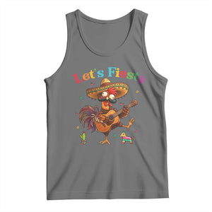 Lets Fiesta Cinco de May Tank Top Funny Chicken Playing Guitar TS12 Black Heather Print Your Wear