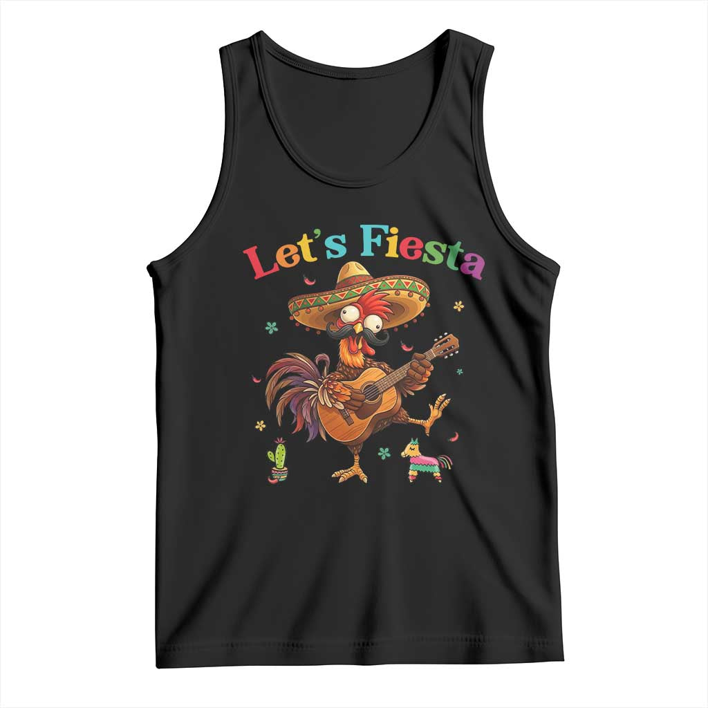 Lets Fiesta Cinco de May Tank Top Funny Chicken Playing Guitar TS12 Black Print Your Wear