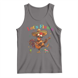 Lets Fiesta Cinco de May Tank Top Funny Chicken Playing Guitar TS12 Deep Heather Print Your Wear