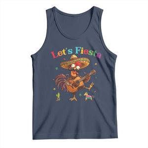 Lets Fiesta Cinco de May Tank Top Funny Chicken Playing Guitar TS12 Navy Print Your Wear