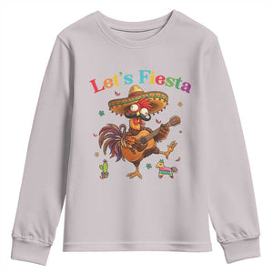 Lets Fiesta Cinco de May Youth Sweatshirt Funny Chicken Playing Guitar TS12 Ice Gray Print Your Wear