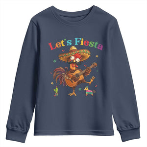 Lets Fiesta Cinco de May Youth Sweatshirt Funny Chicken Playing Guitar TS12 Navy Print Your Wear