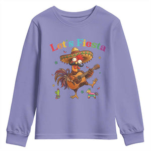 Lets Fiesta Cinco de May Youth Sweatshirt Funny Chicken Playing Guitar TS12 Violet Print Your Wear