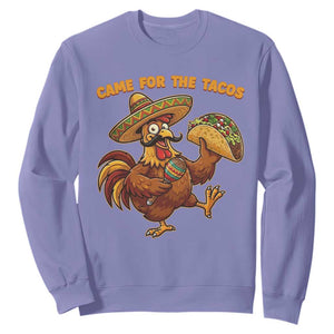 Funny Cinco De Mayo Chicken Sweatshirt Came For The Tacos TS12 Violet Print Your Wear