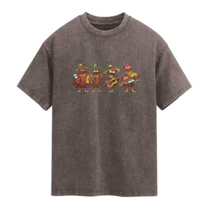 Funny Cinco De Mayo Chicken Squad Washed Cotton T-Shirt Mexican Party Celebration Gift