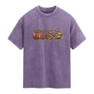 Funny Cinco De Mayo Chicken Squad Washed Cotton T-Shirt Mexican Party Celebration Gift