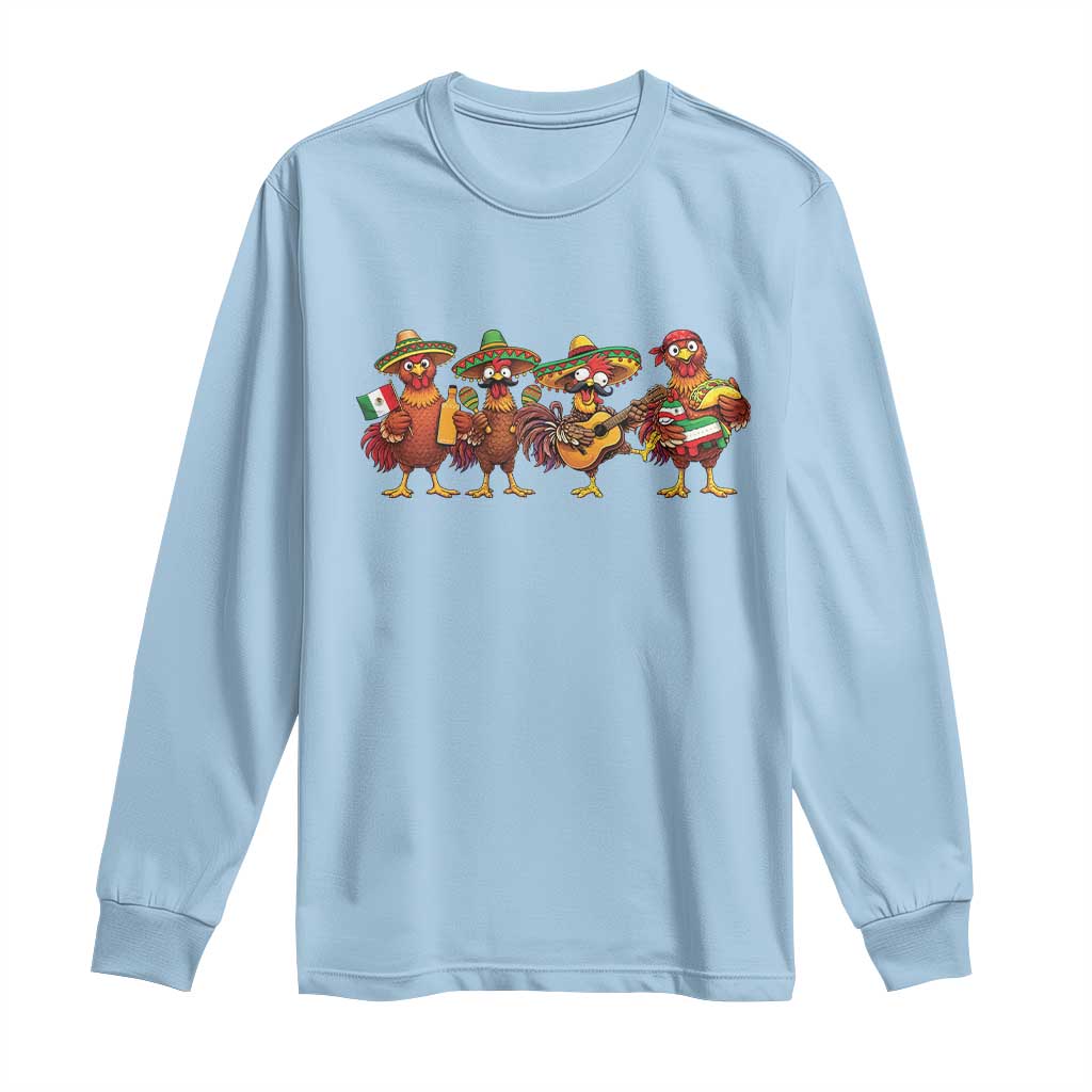 Funny Cinco De Mayo Chicken Squad Long Sleeve Shirt Mexican Party Celebration Gift TS12 Light Blue Print Your Wear
