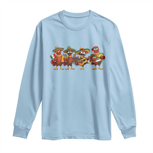 Funny Cinco De Mayo Chicken Squad Long Sleeve Shirt Mexican Party Celebration Gift TS12 Light Blue Print Your Wear