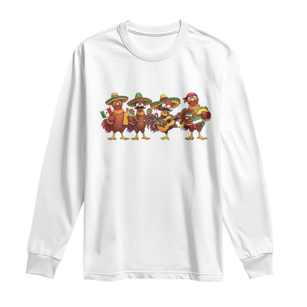Funny Cinco De Mayo Chicken Squad Long Sleeve Shirt Mexican Party Celebration Gift TS12 White Print Your Wear