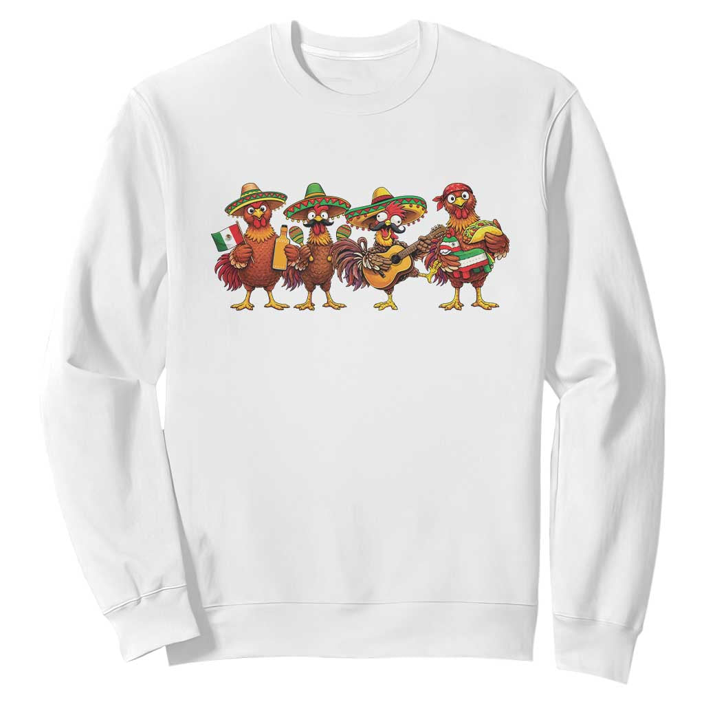 Funny Cinco De Mayo Chicken Squad Sweatshirt Mexican Party Celebration Gift TS12 White Print Your Wear