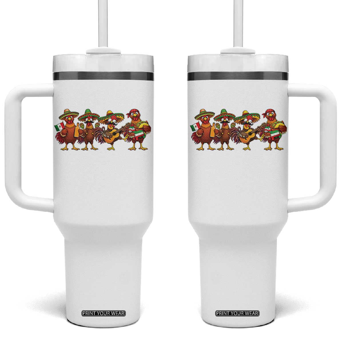 Funny Cinco De Mayo Chicken Squad Tumbler With Handle Mexican Party Celebration Gift TS12 One Size: 40 oz White Print Your Wear