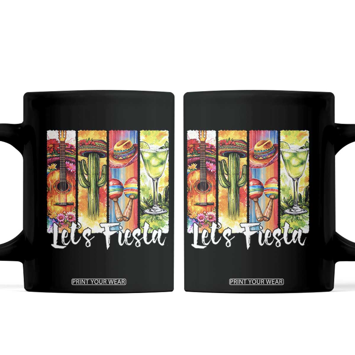 Lets Fiesta Coffee Mug Funny Cinco De Mayo Party Celebration TS12 Black Print Your Wear