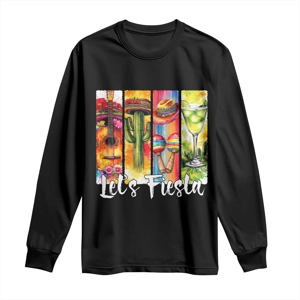 Lets Fiesta Long Sleeve Shirt Funny Cinco De Mayo Party Celebration TS12 Black Print Your Wear