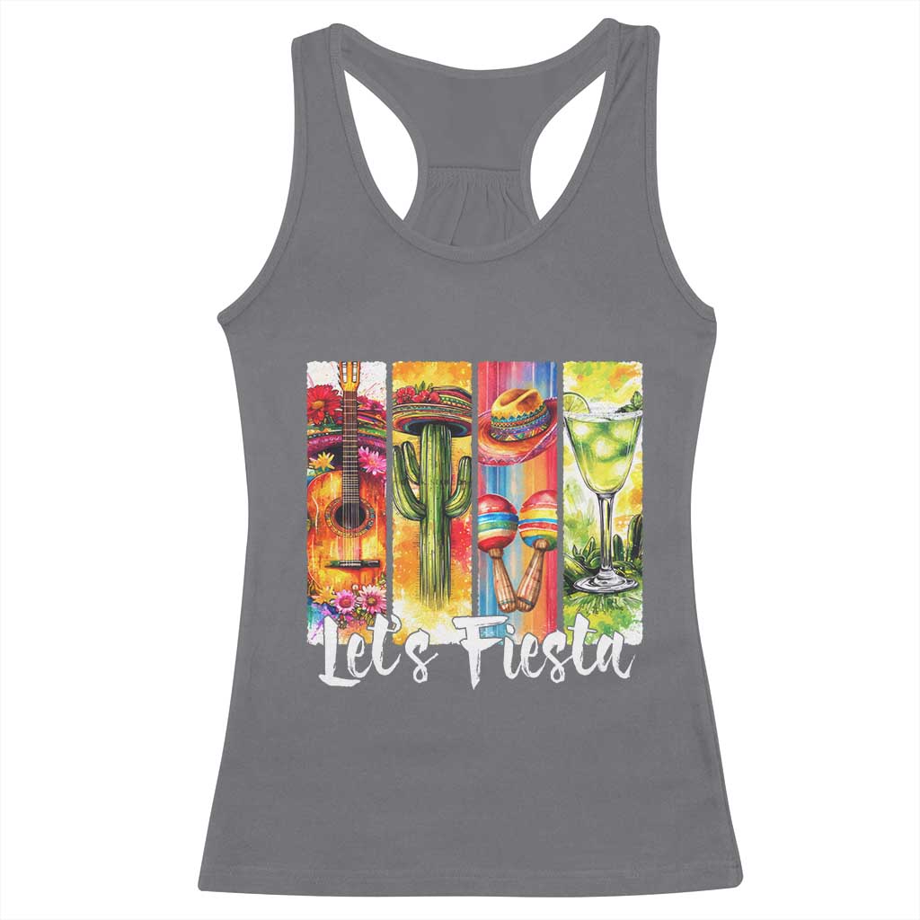 Lets Fiesta Racerback Tank Top Funny Cinco De Mayo Party Celebration TS12 Charcoal Print Your Wear