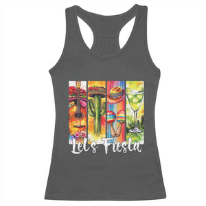 Lets Fiesta Racerback Tank Top Funny Cinco De Mayo Party Celebration TS12 Dark Heather Print Your Wear
