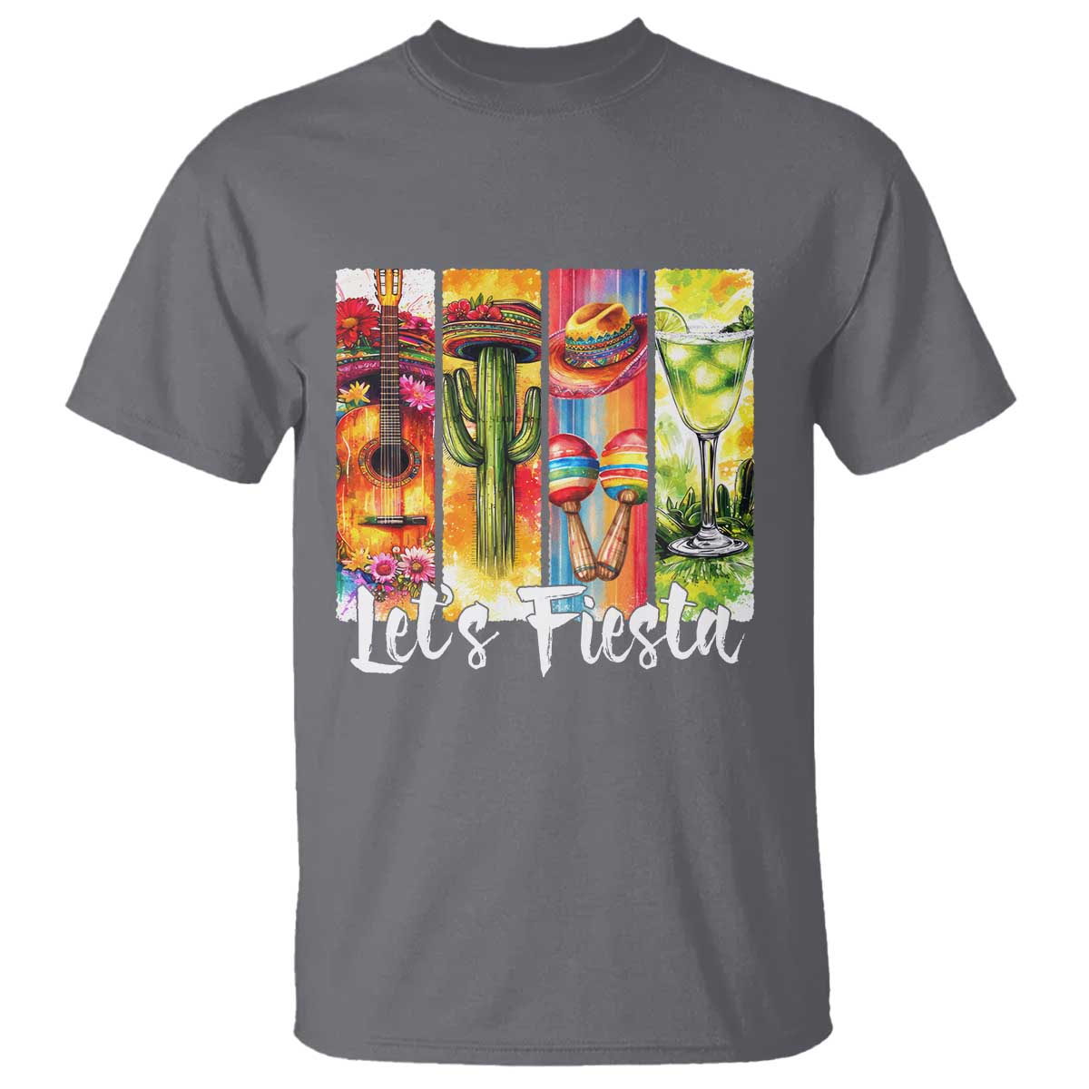 Lets Fiesta T Shirt Funny Cinco De Mayo Party Celebration TS12 Charcoal Print Your Wear