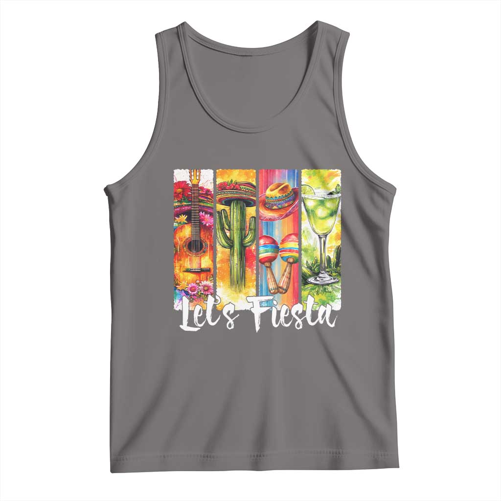 Lets Fiesta Tank Top Funny Cinco De Mayo Party Celebration TS12 Deep Heather Print Your Wear