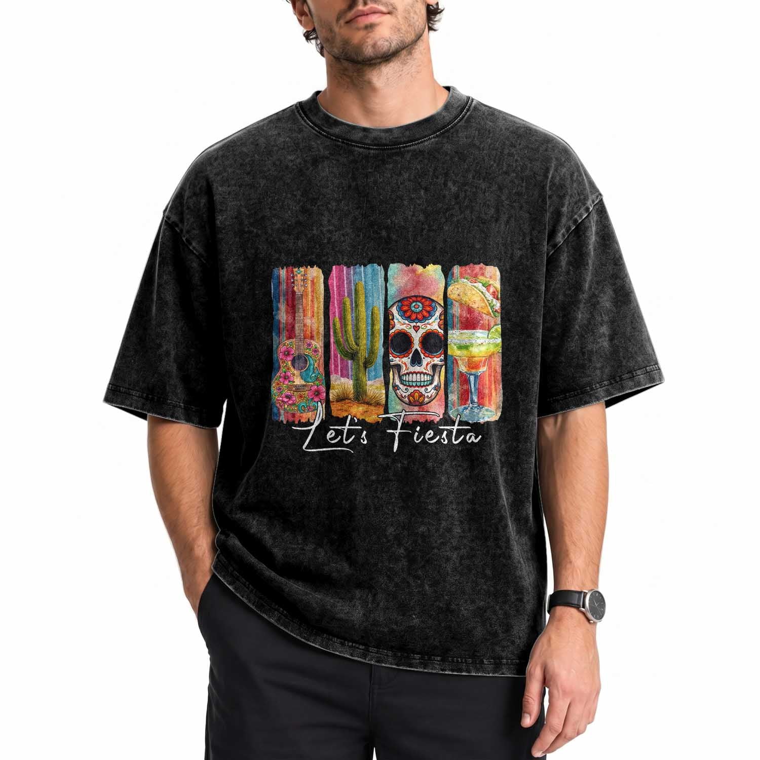 Cinco De Mayo Lets Fiest Washed Cotton T-Shirt Funny Mexican Party Gift